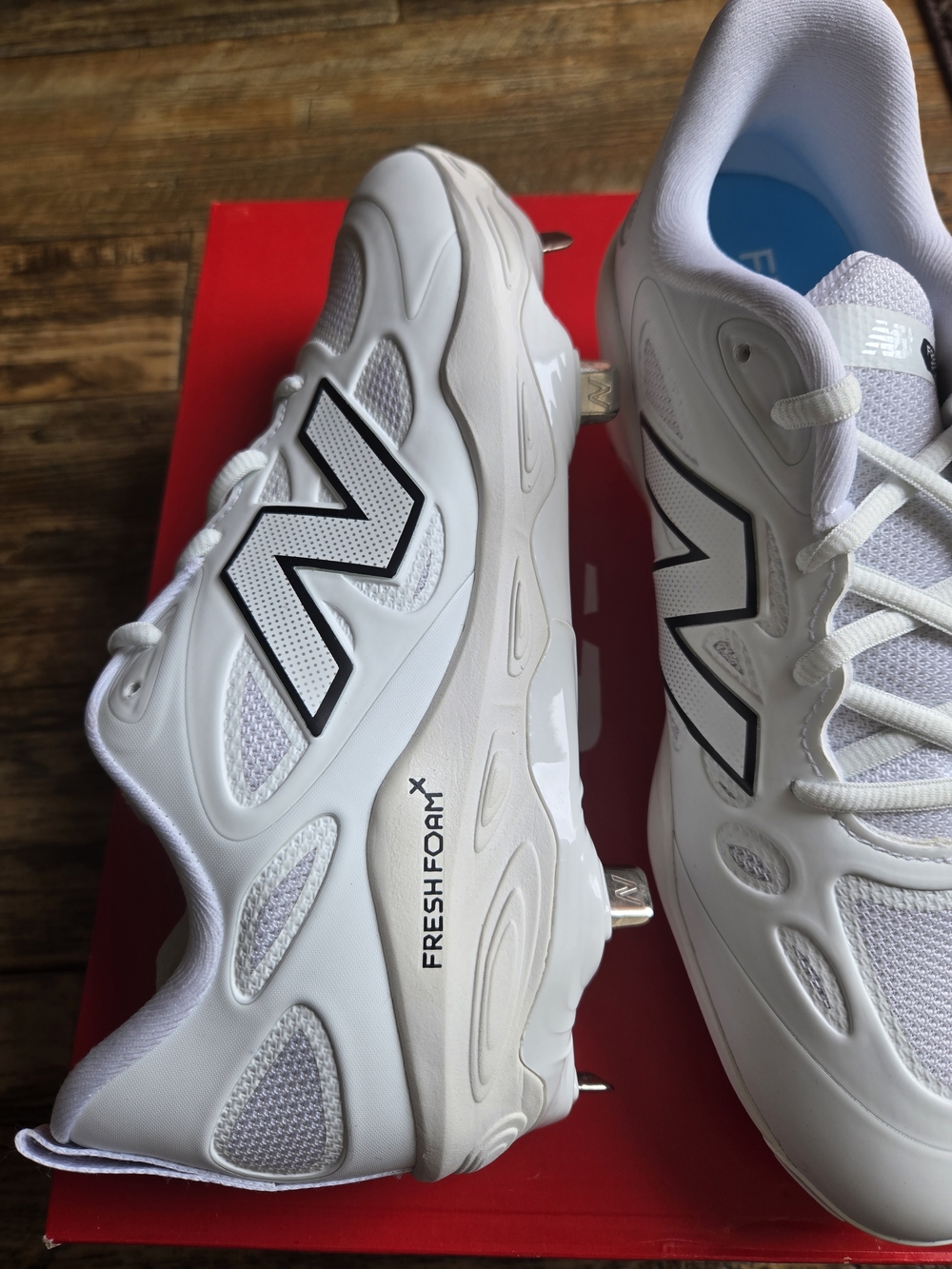 New Balance White Fresh Foam Athletic Cleats